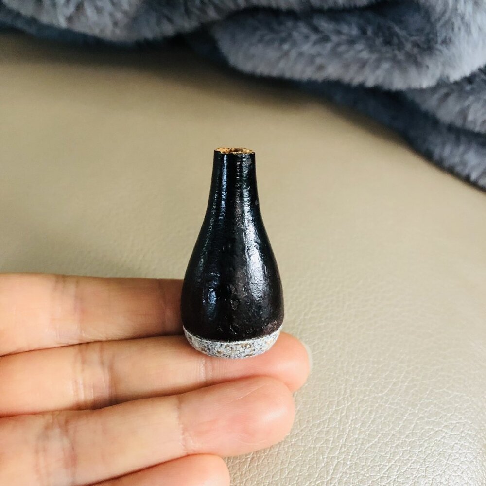 Always Stand Up miniature Bud Vase Two-Tone Wood Top Stone Base Dollhouse VTG